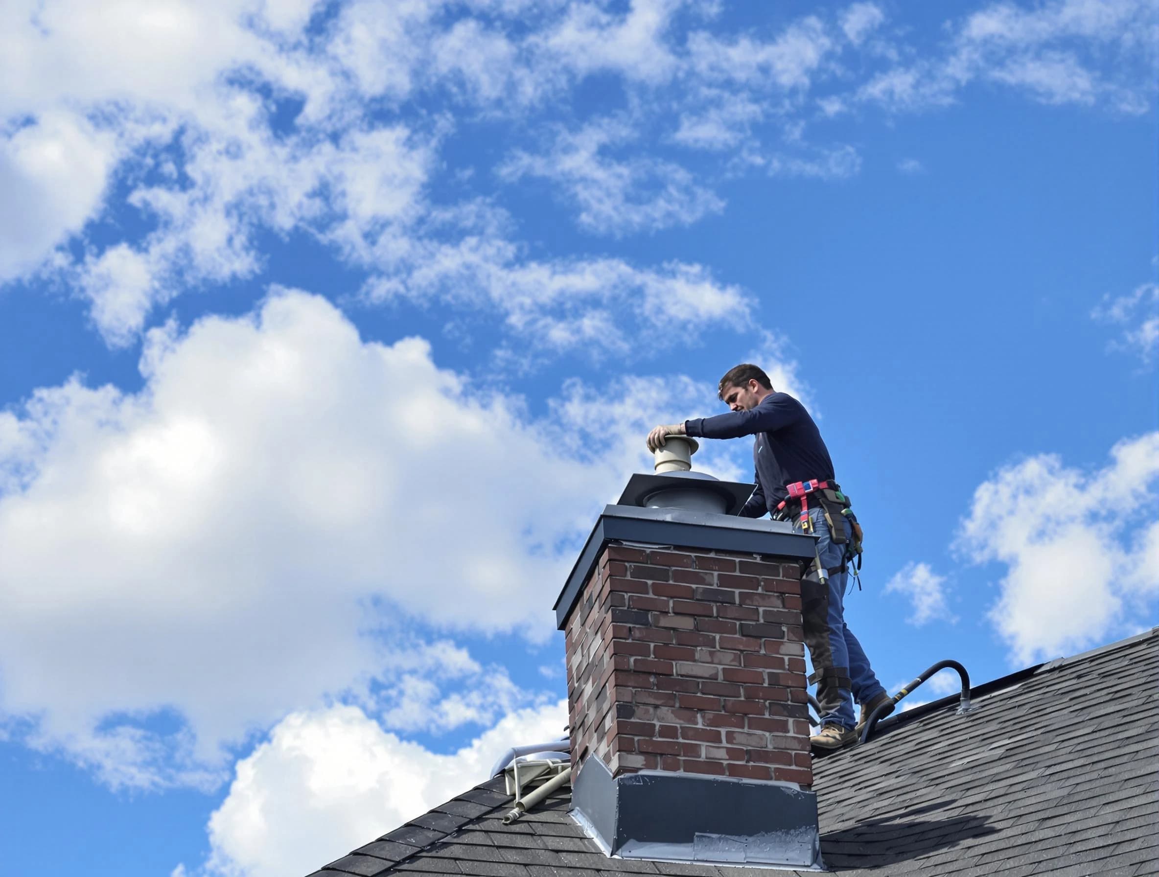Pittsburgh Chimney Sweep installing a sturdy chimney cap in Pittsburgh, PA