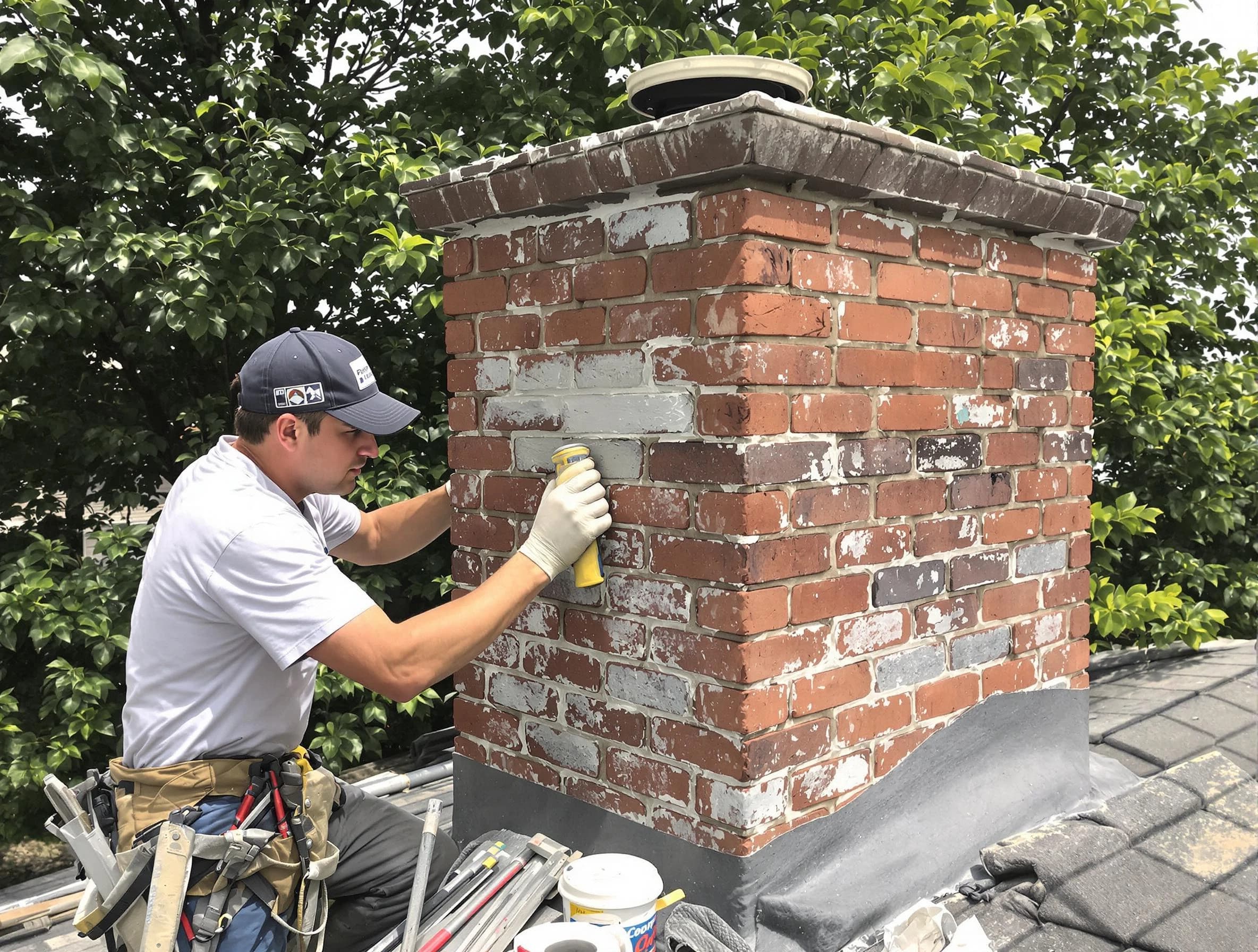 Pittsburgh Chimney Sweep restoring an aging chimney in Pittsburgh, PA