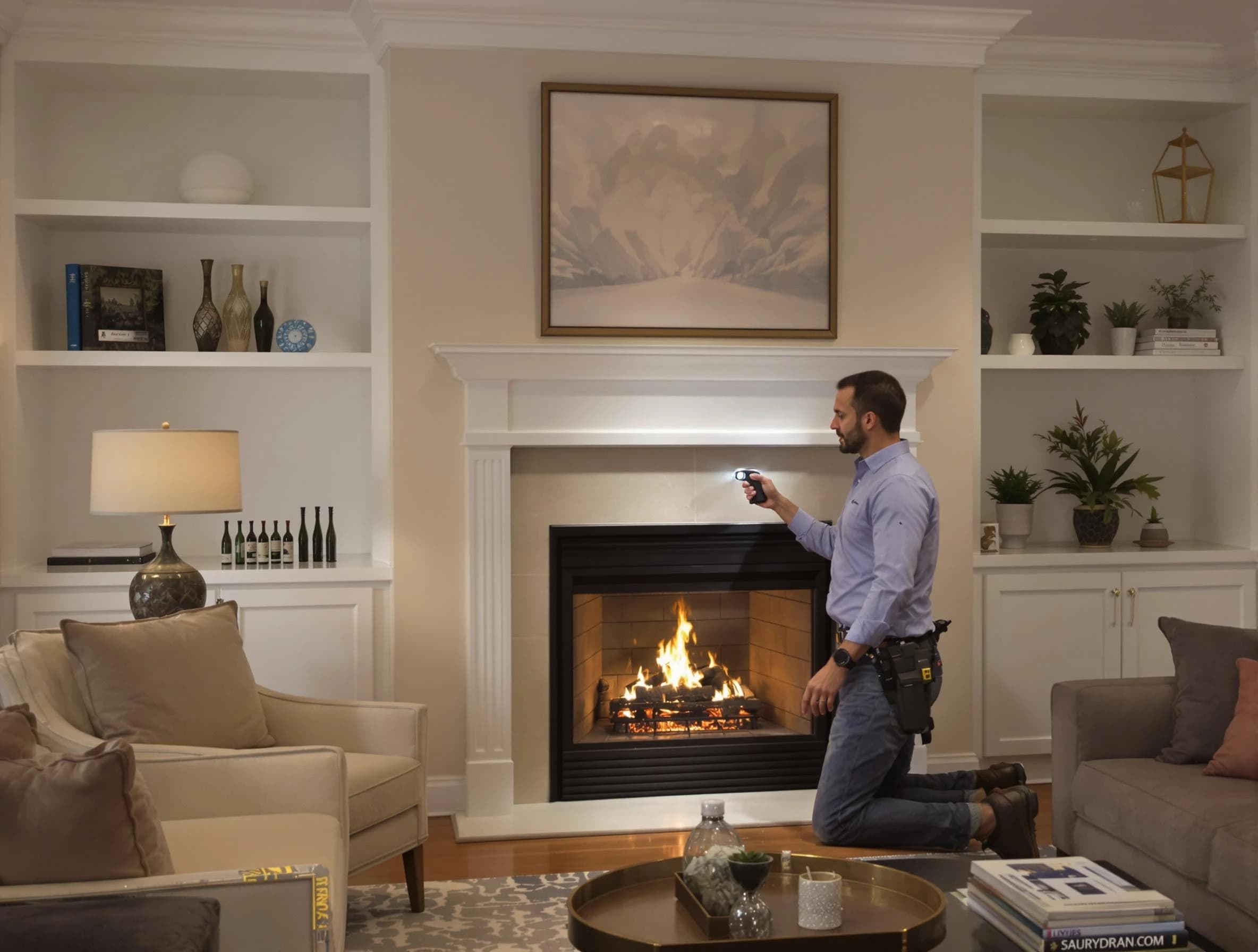 Pittsburgh Chimney Sweep conducting a fireplace safety inspection in Pittsburgh, PA