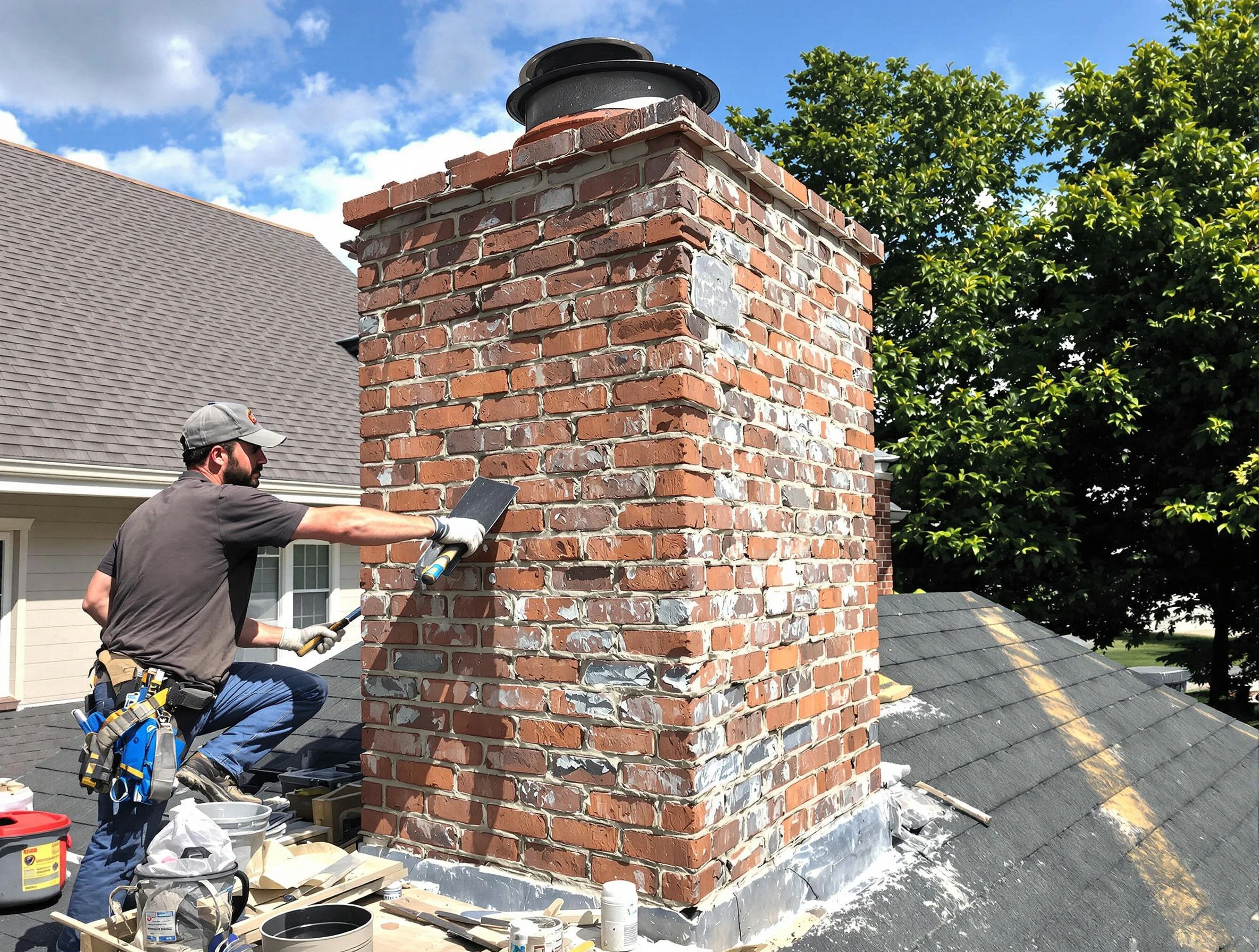 Completed chimney rebuild by Pittsburgh Chimney Sweep in Pittsburgh, PA