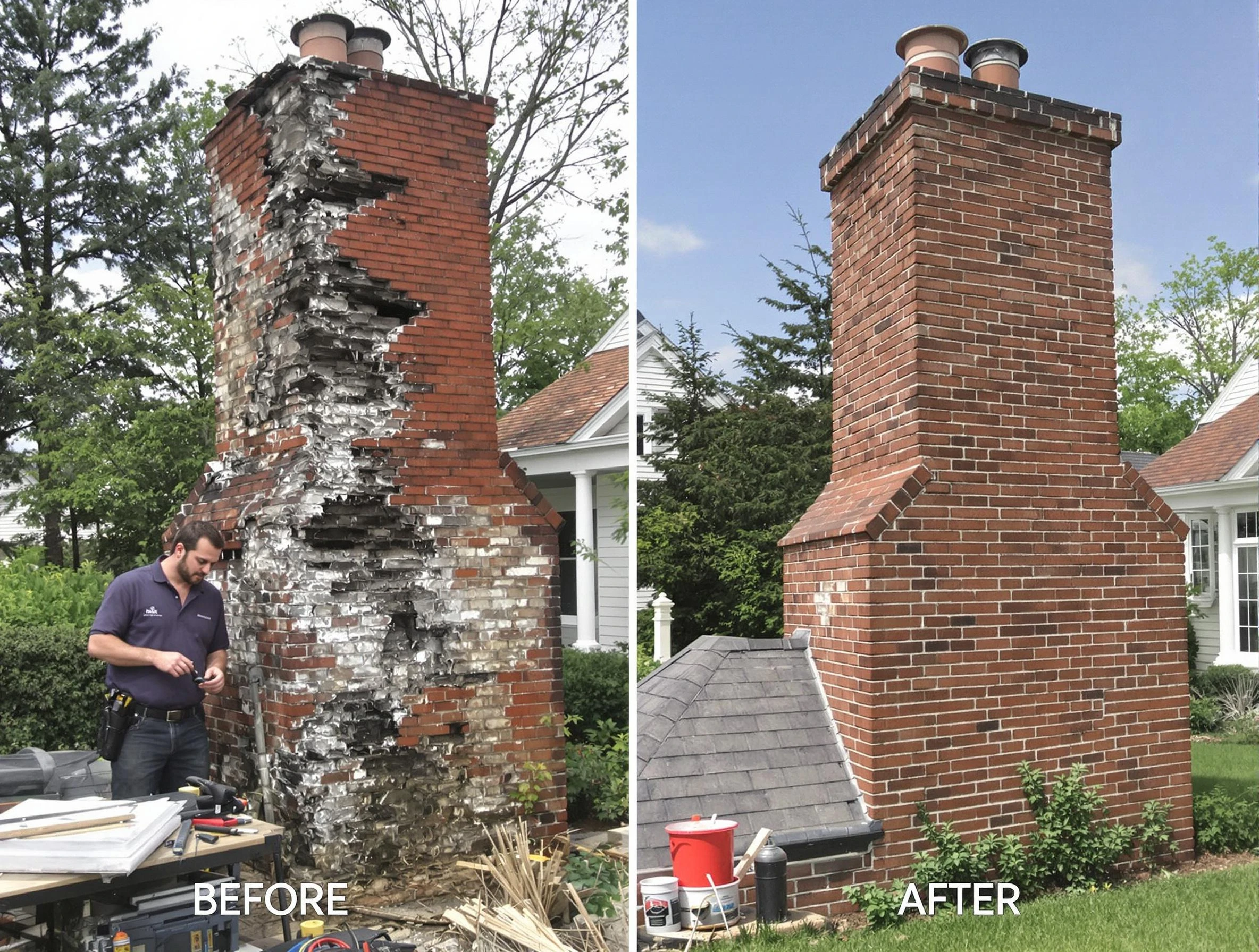 Pittsburgh Chimney Sweep performing a full chimney restoration in Pittsburgh, PA