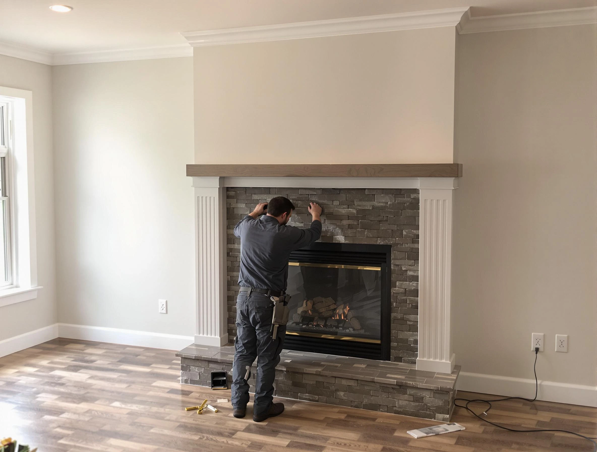 Pittsburgh Chimney Sweep finishing a custom fireplace install in Pittsburgh, PA