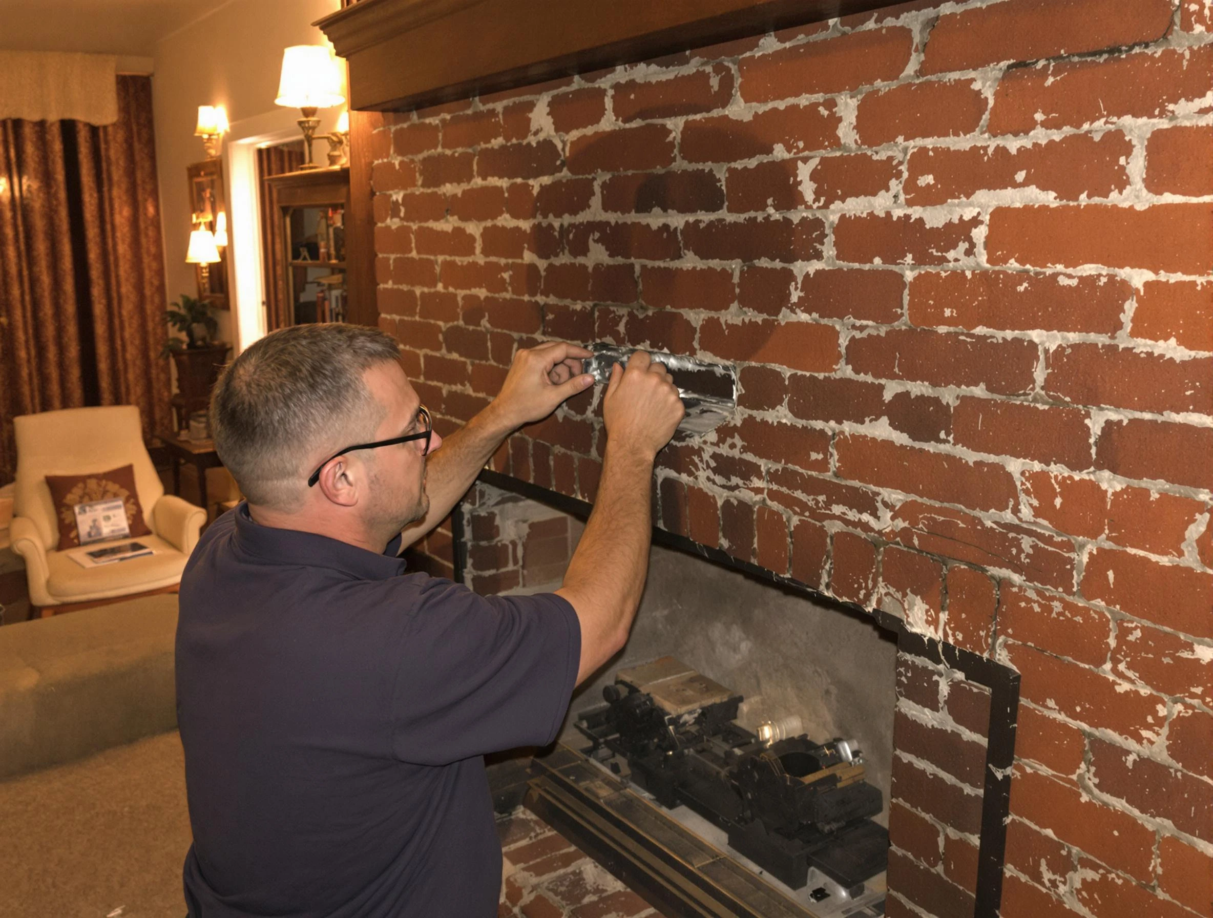 Pittsburgh Chimney Sweep expert fixing a fireplace in Pittsburgh, PA